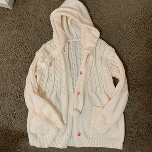 White/Cream Heart Button up Cardigan Sweater